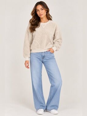 PINK Victoria’s Secret Sherpa Teddy Fleece Crewneck Sweatshirt S